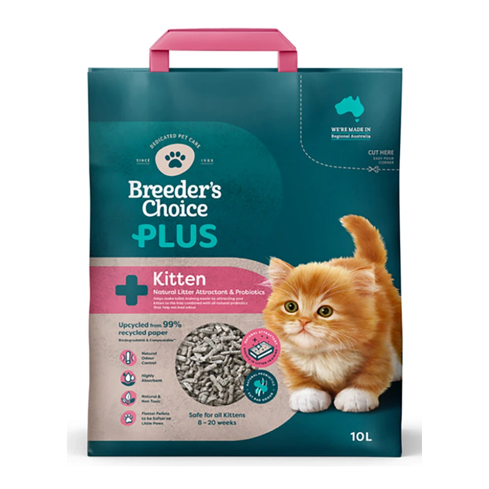 Breeder's Choice PLUS Kitten Non-Clumping Recycled Paper Cat Litter 10L 1 Breeder's Choice PLUS Kitten Non-Clumping Recycled Paper Cat Litter 10L