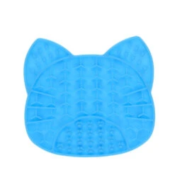 Scream Lick Enrichment Mat Suction Base - Cat Face -Vetn Pet Direct Store cat face lick mat blue