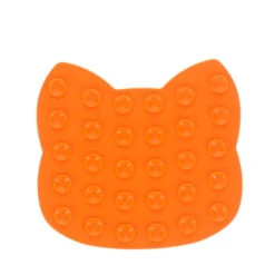 Scream Lick Enrichment Mat Suction Base - Cat Face -Vetn Pet Direct Store cat face lick mat orange back