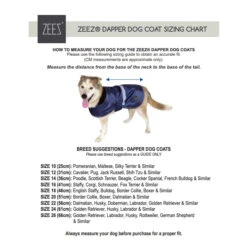 ZeeZ Dapper Dog Coat - Oilskin 10 ZeeZ Dapper Dog Coat - Oilskin -Vetn Pet Direct Store dapper size guide 2
