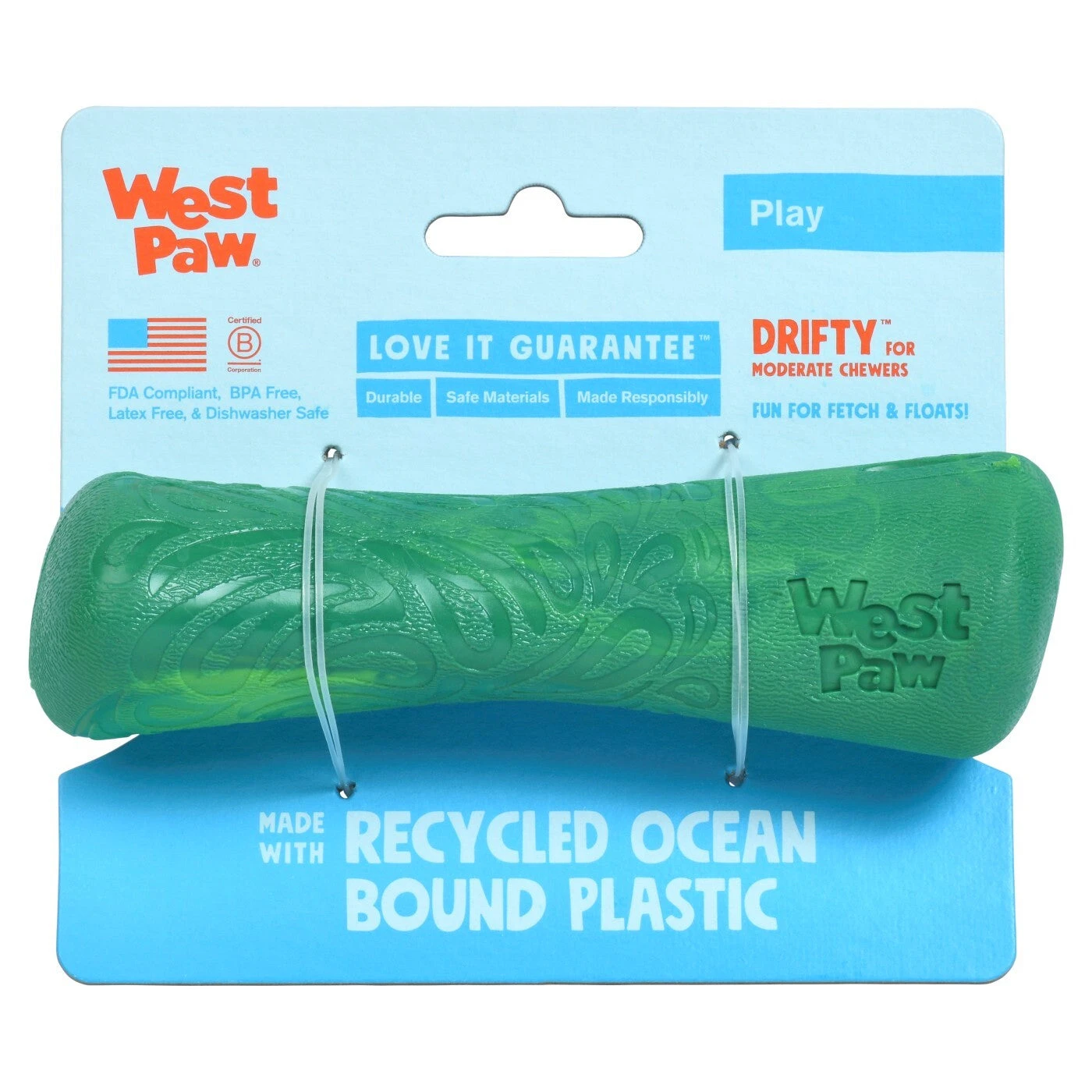 West Paw Seaflex Recycled Plastic Fetch Dog Toy - Drifty 2 West Paw Seaflex Recycled Plastic Fetch Dog Toy - Drifty - Image 2