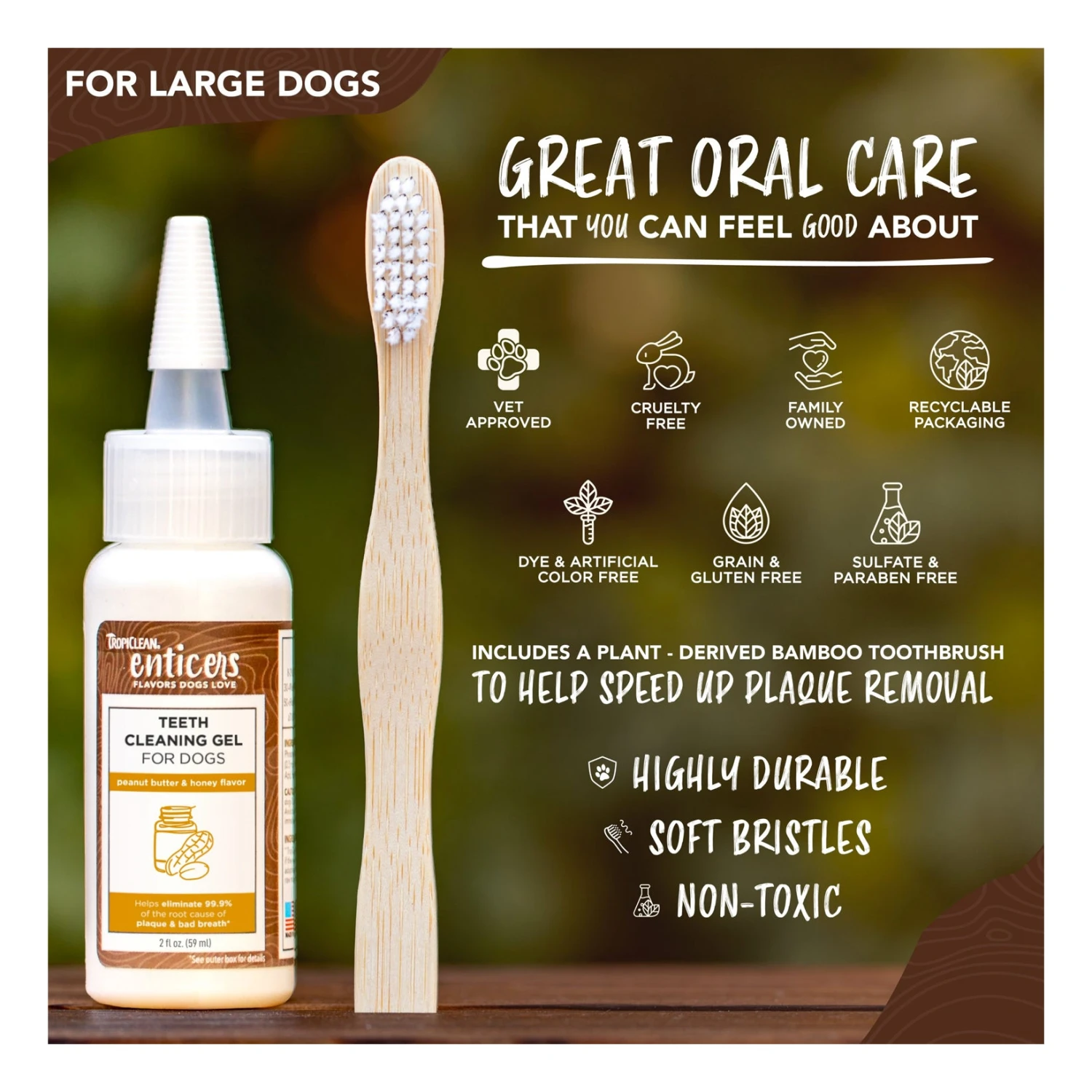 TropiClean Enticers Teeth Cleaning Gel & Toothbrush For Dogs 2 TropiClean Enticers Teeth Cleaning Gel & Toothbrush For Dogs - Image 2