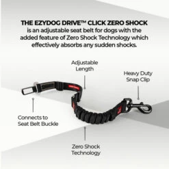 EzyDog Click Dog Seat Belt - Zero Shock 9 EzyDog Click Dog Seat Belt - Zero Shock -Vetn Pet Direct Store ezd zero shock seat belt details