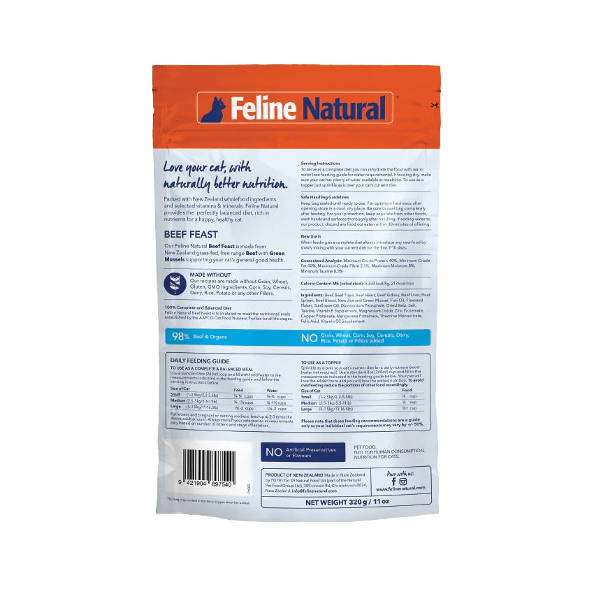 Feline Natural Beef Feast Freeze-Dried Cat Food 320g 2 Feline Natural Beef Feast Freeze-Dried Cat Food 320g - Image 2