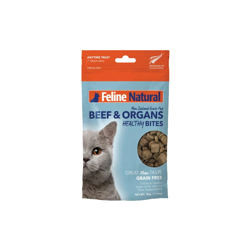 Feline Natural Beef Healthy Bites Cat Treats 50g 1 Feline Natural Beef Healthy Bites Cat Treats 50g