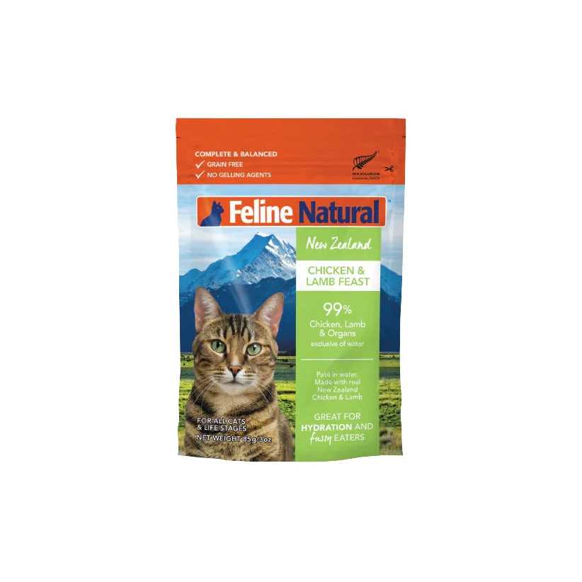 Feline Natural Chicken & Lamb Feast Pouch Wet Cat Food 85g X 12 2 Feline Natural Chicken & Lamb Feast Pouch Wet Cat Food 85g X 12 - Image 2