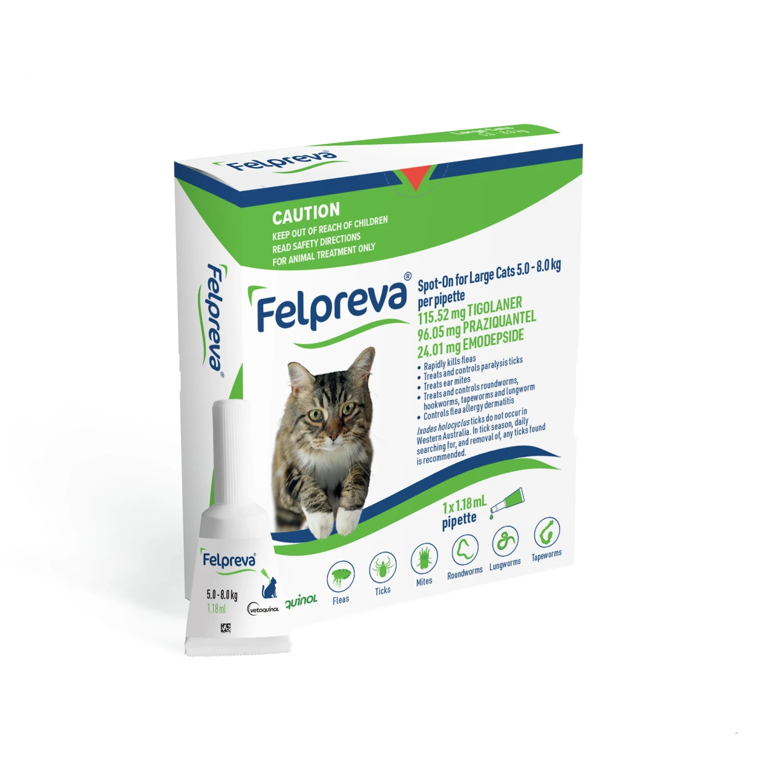 Vetoquinol Felpreva Spot-On For Large Cats 5-8kg 2 Vetoquinol Felpreva Spot-On For Large Cats 5-8kg - Image 2