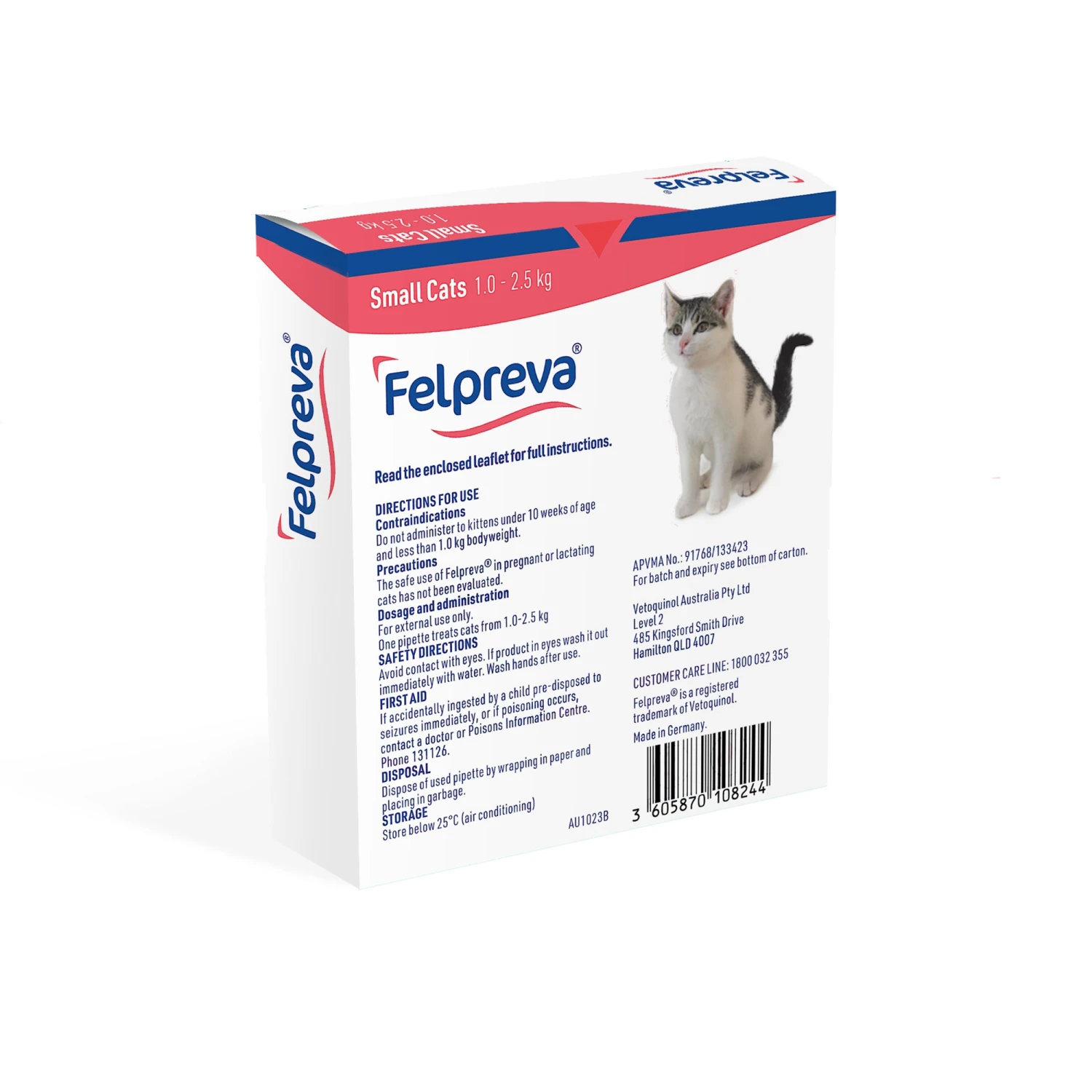 Vetoquinol Felpreva Spot-On For Small Cats 1-2kg - 1 Pipette 2 Vetoquinol Felpreva Spot-On For Small Cats 1-2kg - 1 Pipette - Image 2
