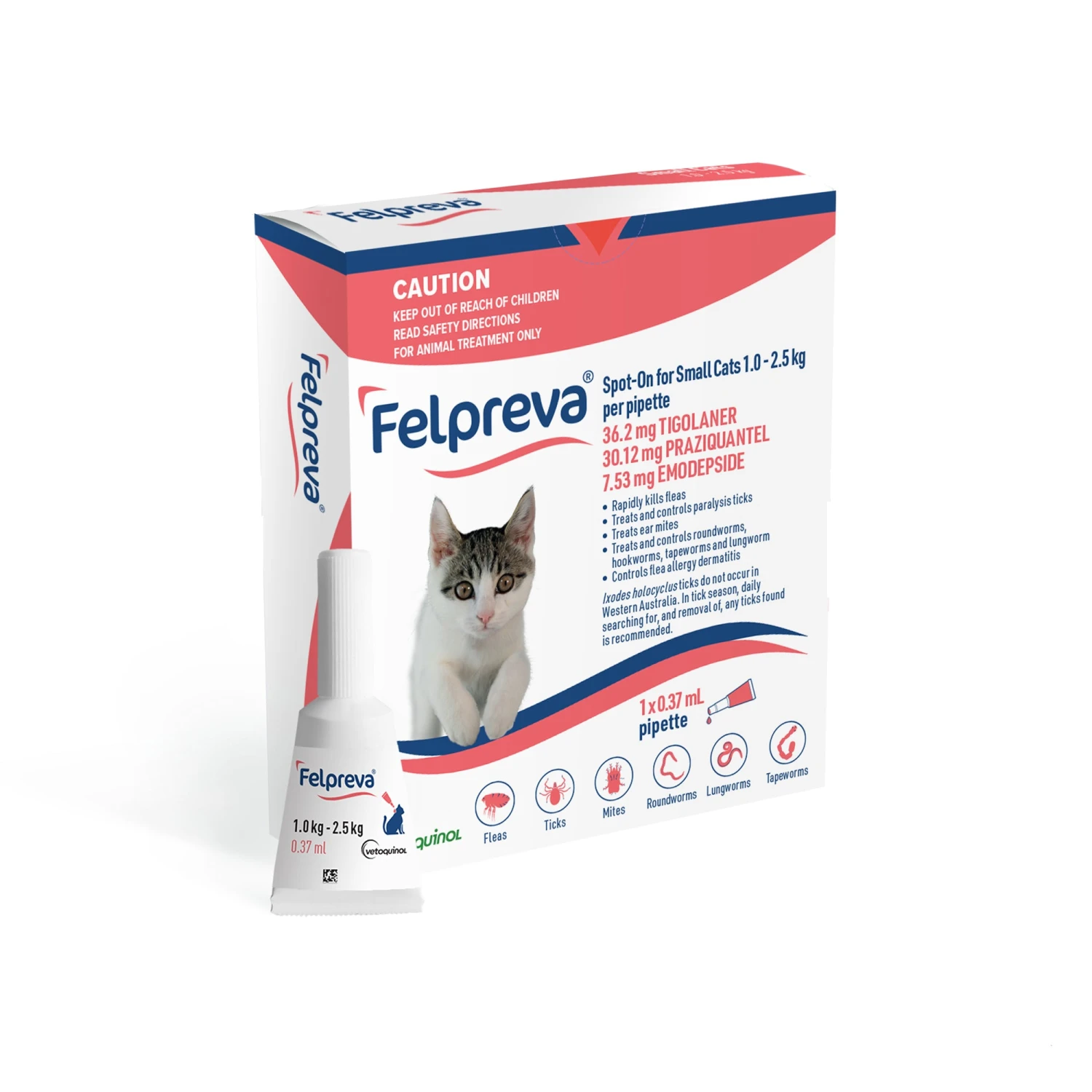 Vetoquinol Felpreva Spot-On For Small Cats 1-2kg - 1 Pipette 1 Vetoquinol Felpreva Spot-On For Small Cats 1-2kg - 1 Pipette