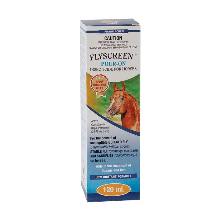 Pharmachem Flyscreen Pour-On Insecticide For Horses 120mL 1 Pharmachem Flyscreen Pour-On Insecticide For Horses 120mL