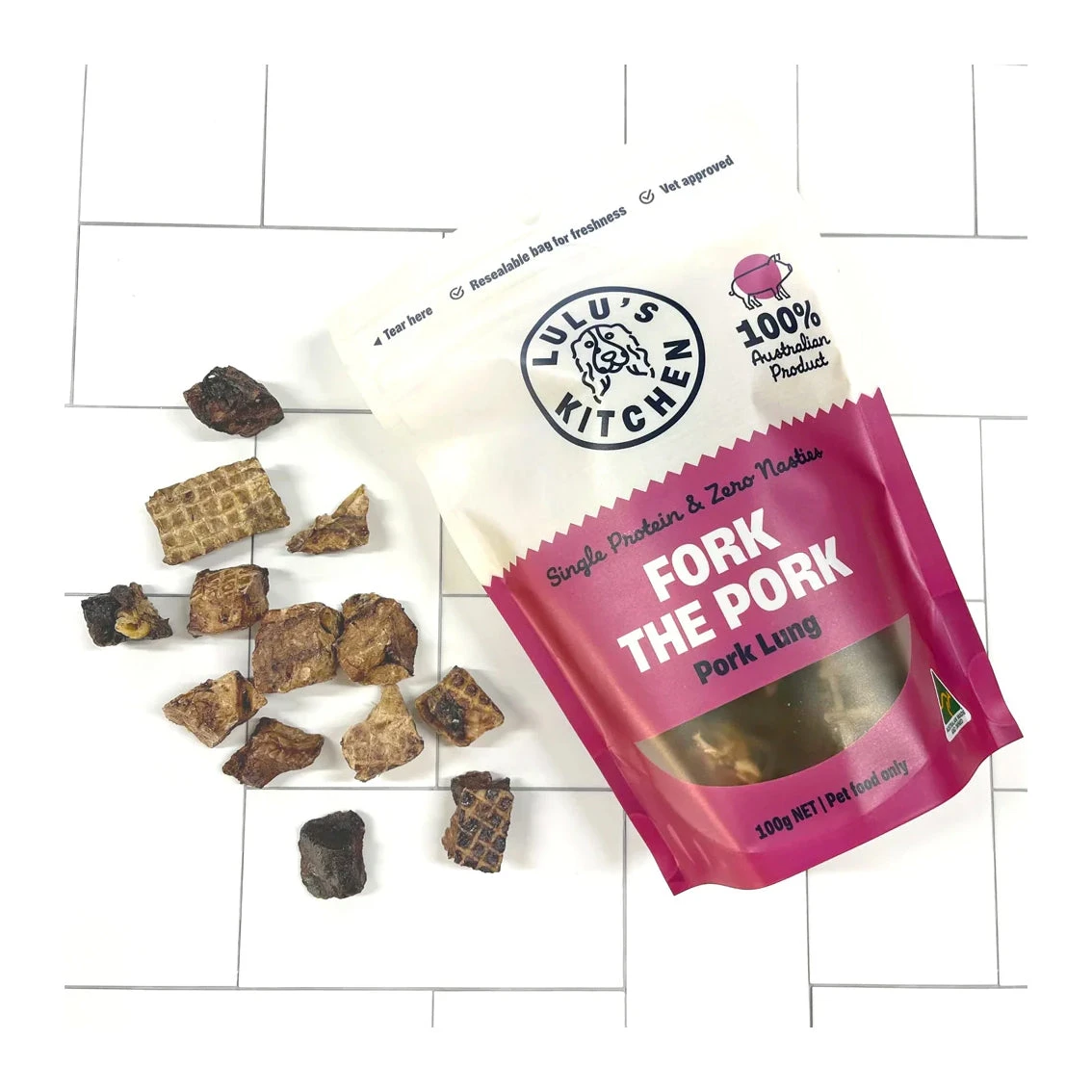 Lulu's Kitchen Fork The Pork Dog Treats 100g 1 Lulu's Kitchen Fork The Pork Dog Treats 100g