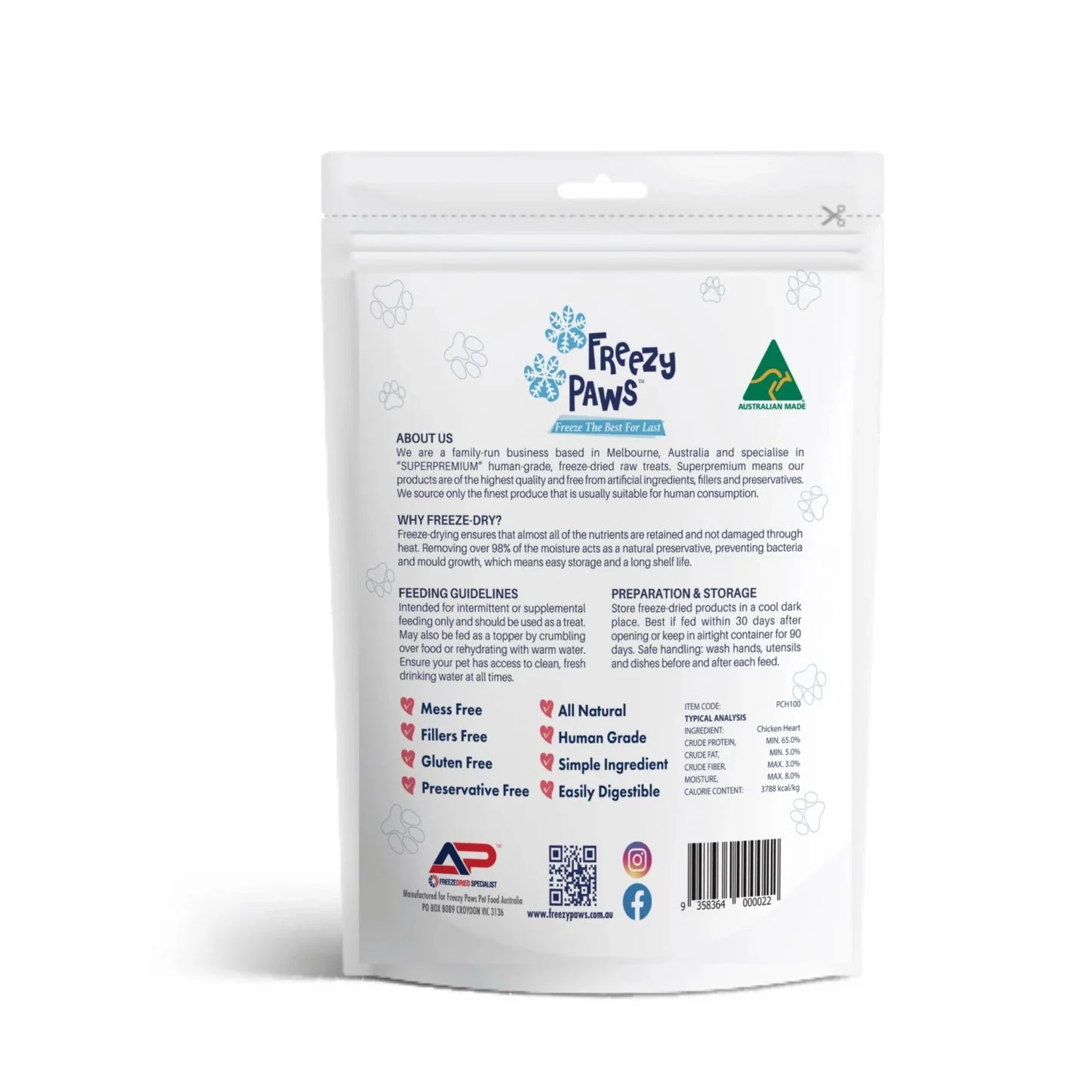 Freezy Paws Freeze-Dried Superpremium Chicken Heart Raw Treats 100g 2 Freezy Paws Freeze-Dried Superpremium Chicken Heart Raw Treats 100g - Image 2