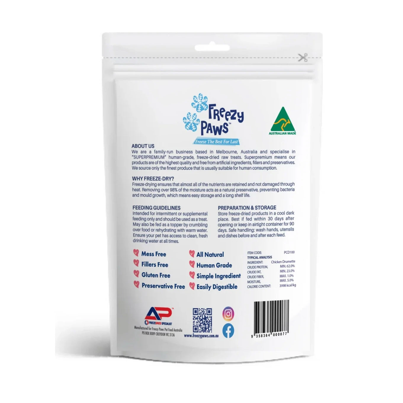 Freezy Paws Freeze-Dried Superpremium Chicken Drumettes Raw Treats 100g 2 Freezy Paws Freeze-Dried Superpremium Chicken Drumettes Raw Treats 100g - Image 2