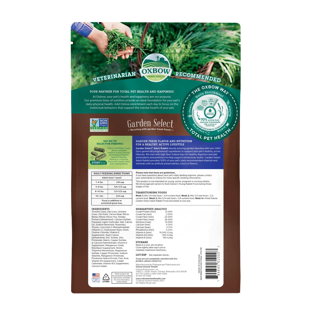 Oxbow Garden Select Adult Rabbit Food 1.81kg 2 Oxbow Garden Select Adult Rabbit Food 1.81kg - Image 2