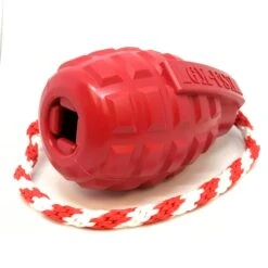 USA-K9 Grenade With Rope Chew, Tug & Treat Dispensing Toy -Vetn Pet Direct Store grenade with rope 02