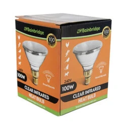 Bainbridge Infrared Heat Lamp Bulb - Clear -Vetn Pet Direct Store heast lamp bulb clear 100w