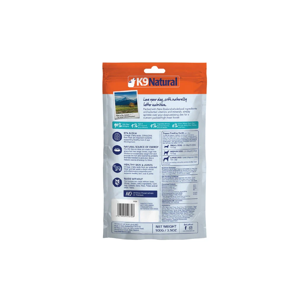 K9 Natural Hoki & Beef Feast Freeze-Dried Topper 100g 2 K9 Natural Hoki & Beef Feast Freeze-Dried Topper 100g - Image 2