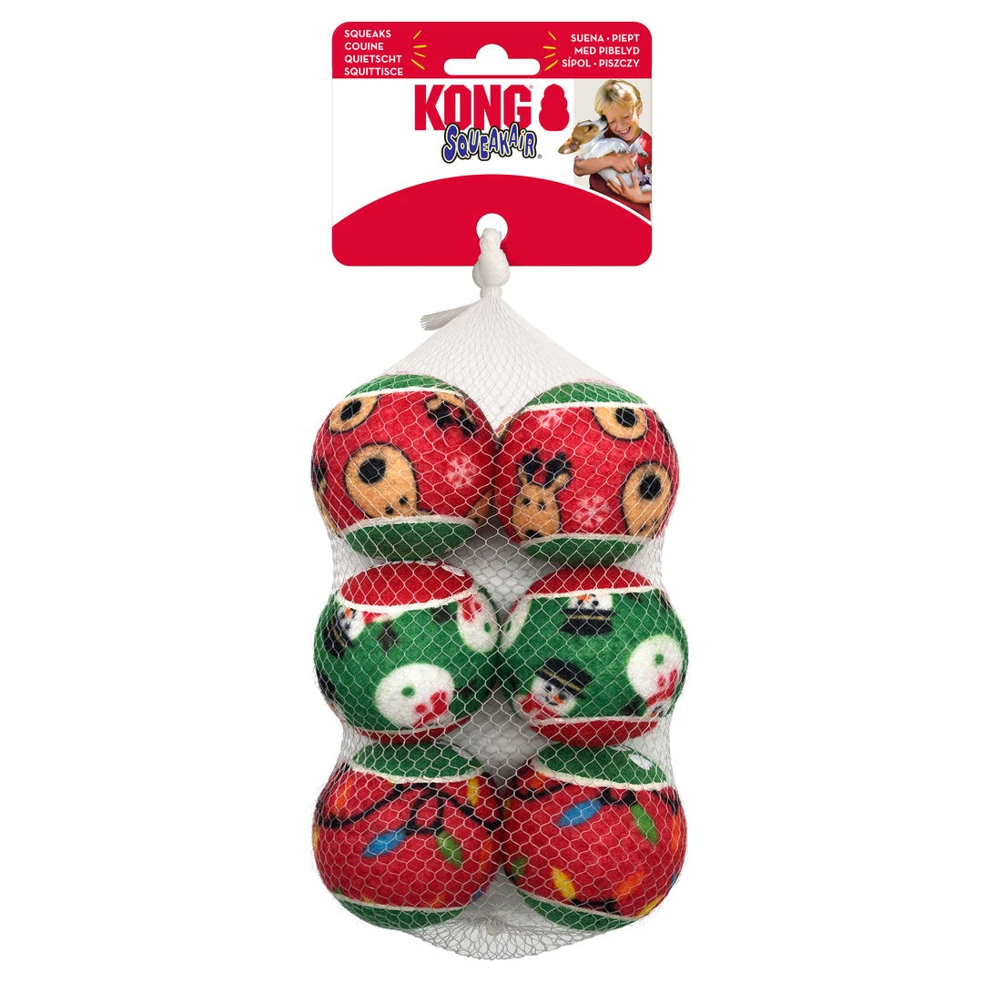 KONG Holiday SqueakAir Balls - 6 Pack 2 KONG Holiday SqueakAir Balls - 6 Pack - Image 2