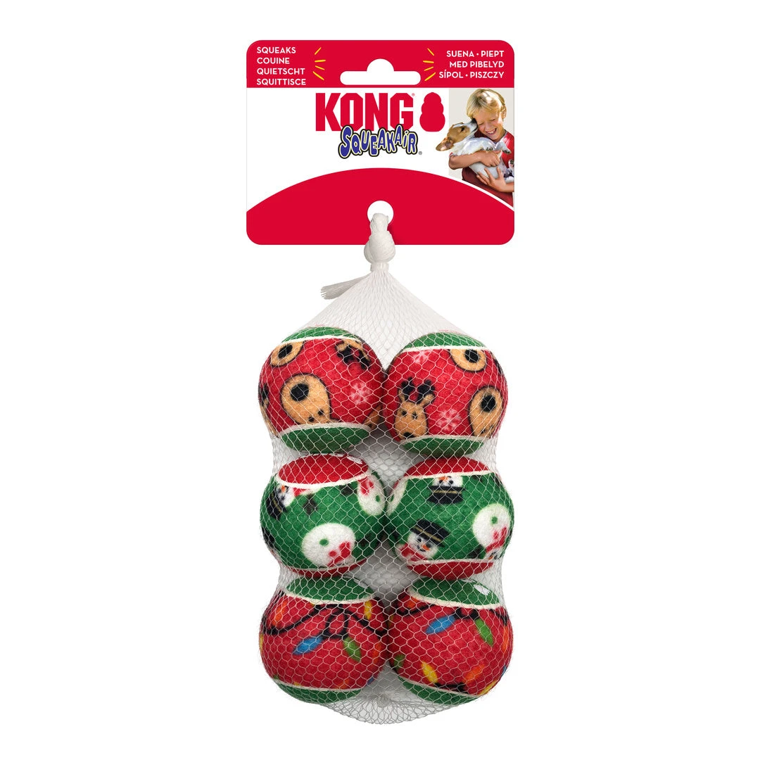 KONG Holiday SqueakAir Balls - 6 Pack 1 KONG Holiday SqueakAir Balls - 6 Pack