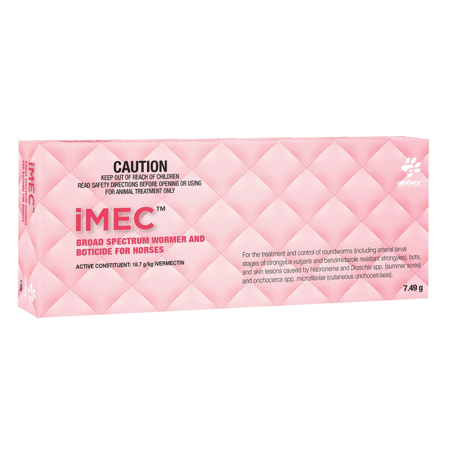 Abbey IMEC Broad Spectrum Wormer And Boticide For Horses 7.49g 1 Abbey IMEC Broad Spectrum Wormer And Boticide For Horses 7.49g