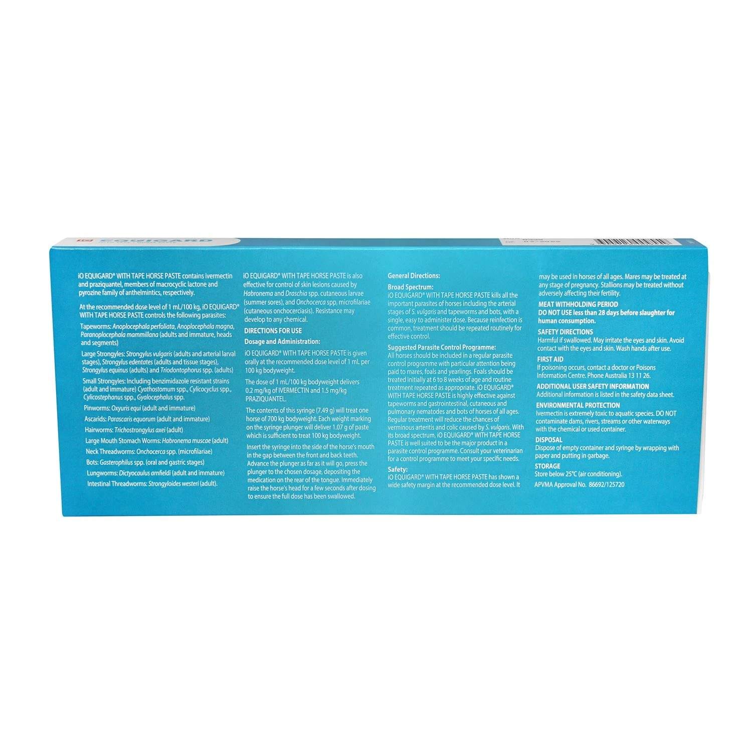 IO Equigard Blue With Tape Horse Worming Paste 7.49g 4 IO Equigard Blue With Tape Horse Worming Paste 7.49g - Image 4