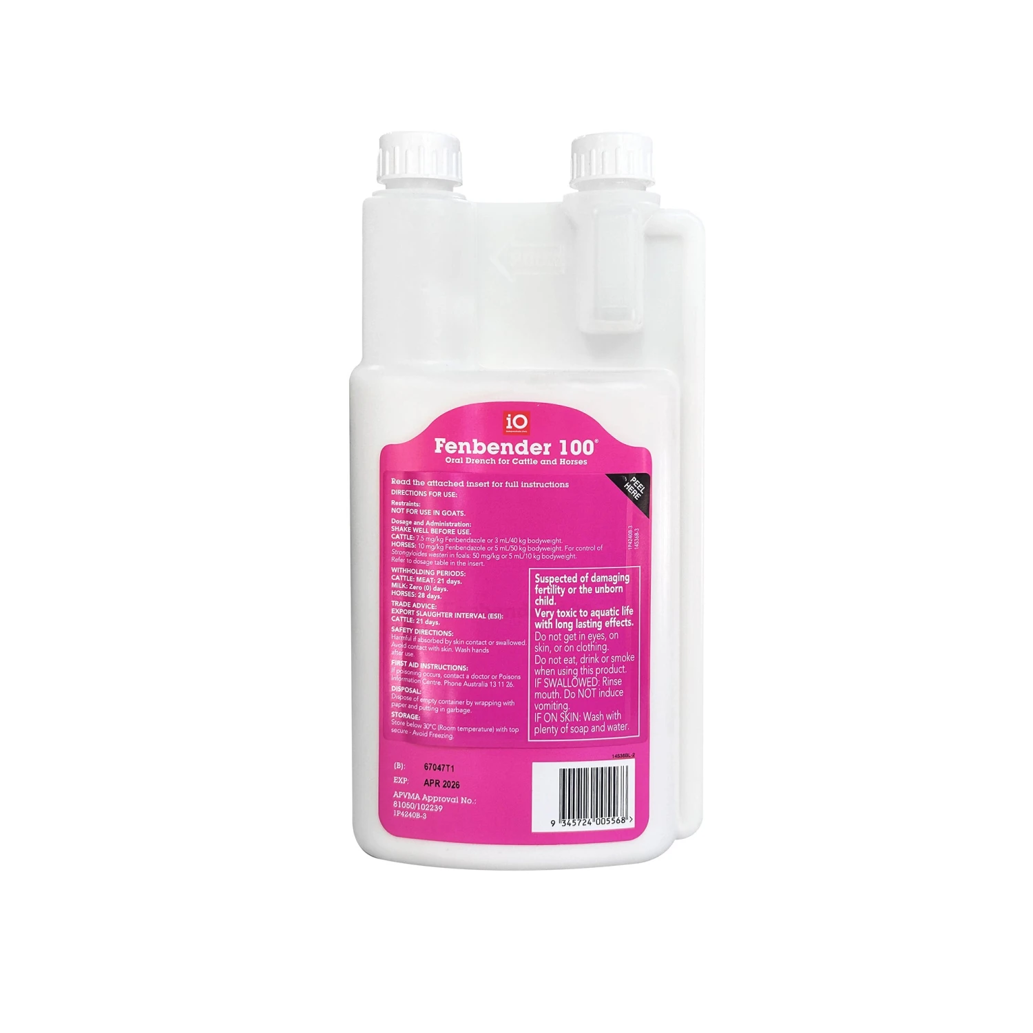 IO Fenbender 100 Worming Drench For Horses & Cattle 4 IO Fenbender 100 Worming Drench For Horses & Cattle - Image 4