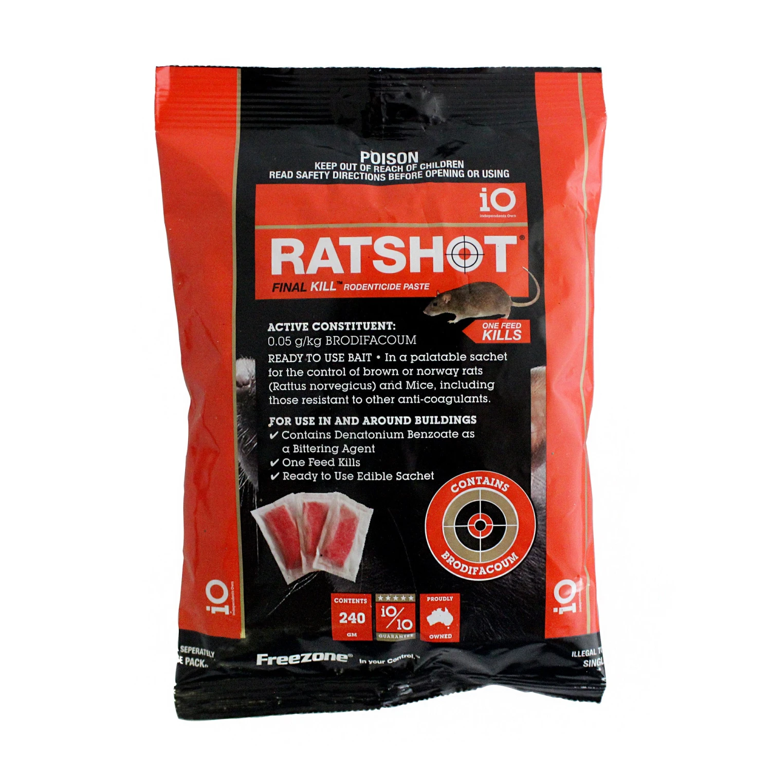 IO RATSHOT Final Kill Rodenticide Paste RED 240g 1 IO RATSHOT Final Kill Rodenticide Paste RED 240g
