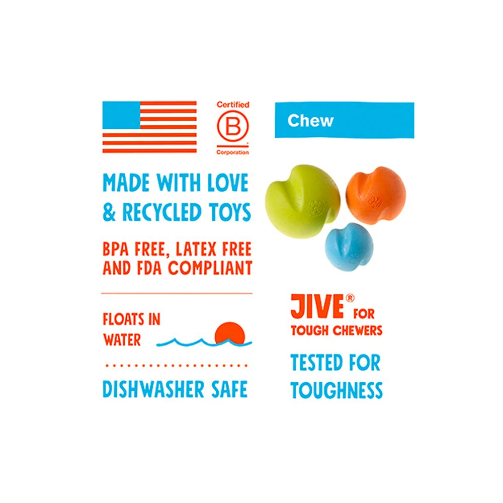 West Paw Zogoflex Jive Ball For Tough Chewers 3 West Paw Zogoflex Jive Ball For Tough Chewers - Image 3