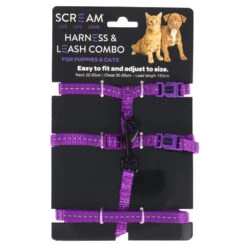 Scream Reflective Adjustable Nylon Cat/Puppy Harness & Leash Combo 9 Scream Reflective Adjustable Nylon Cat/Puppy Harness & Leash Combo -Vetn Pet Direct Store loud purple puppy harness