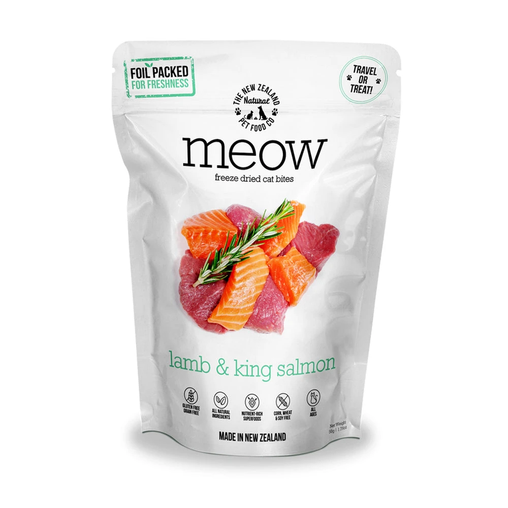 Meow Freeze Dried Cat Bites - Lamb & King Salmon50g 1 Meow Freeze Dried Cat Bites - Lamb & King Salmon50g