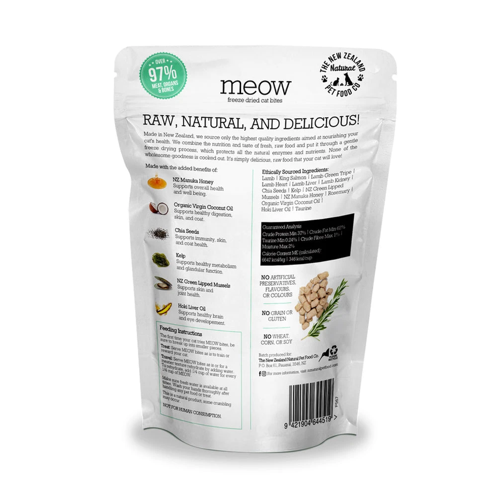 Meow Freeze Dried Cat Bites - Lamb & King Salmon50g 2 Meow Freeze Dried Cat Bites - Lamb & King Salmon50g - Image 2