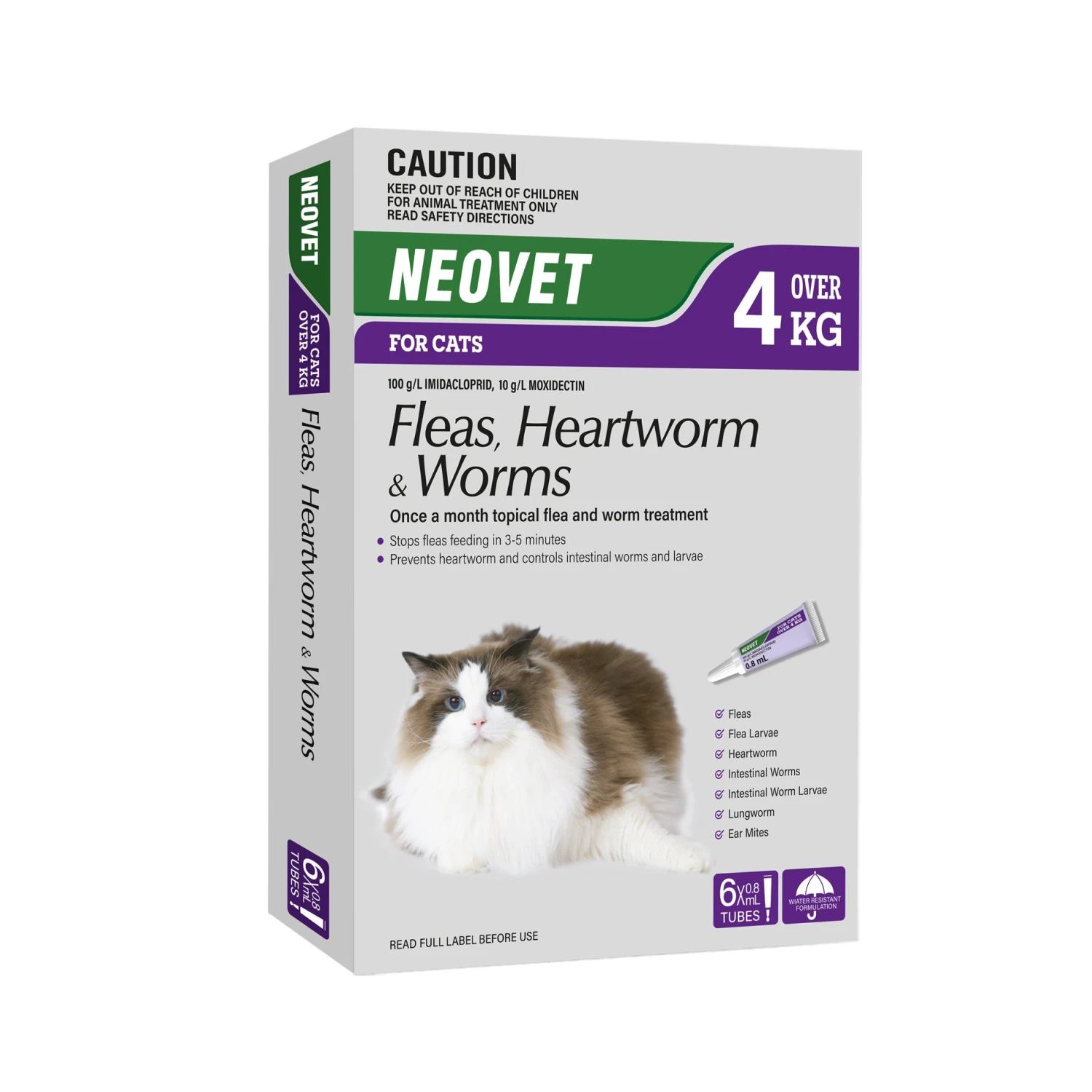 Neovet For Cats (Fleas, Heartworm & Worms) Over 4kg 1 Neovet For Cats (Fleas, Heartworm & Worms) Over 4kg