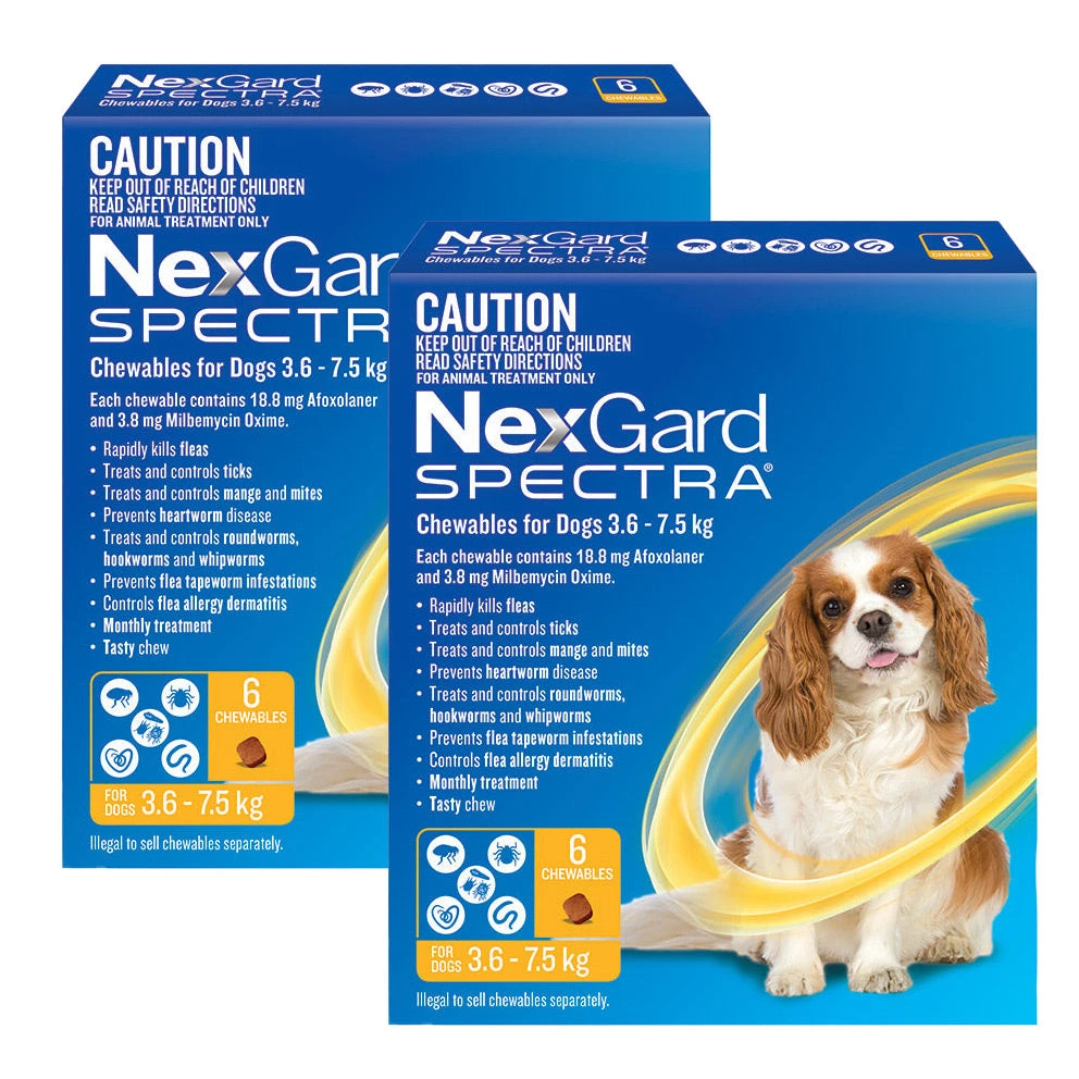 NexGard Spectra Chews For Small Dogs 3.6-7.5kg - 12 Pack Value Bundle 1 NexGard Spectra Chews For Small Dogs 3.6-7.5kg - 12 Pack Value Bundle