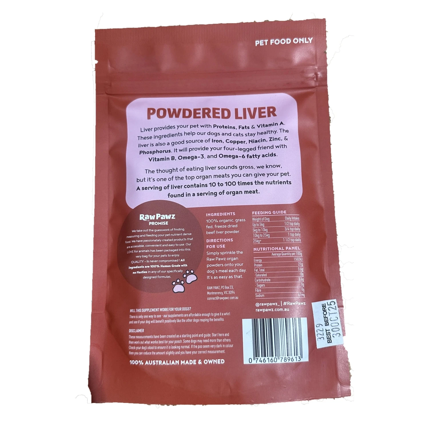 Raw Pawz 100% Organic Liver Organ Powder 105g 2 Raw Pawz 100% Organic Liver Organ Powder 105g - Image 2