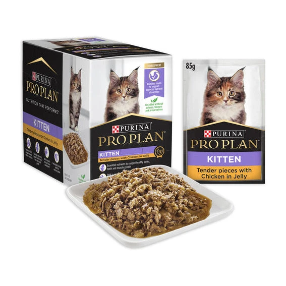 PRO PLAN Kitten Chicken In Jelly Wet Cat Food Pouches 85g X 12 1 PRO PLAN Kitten Chicken In Jelly Wet Cat Food Pouches 85g X 12