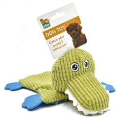 PuppyPlay Crinkle Teether Puppy & Small Dog Toy - Crocodile