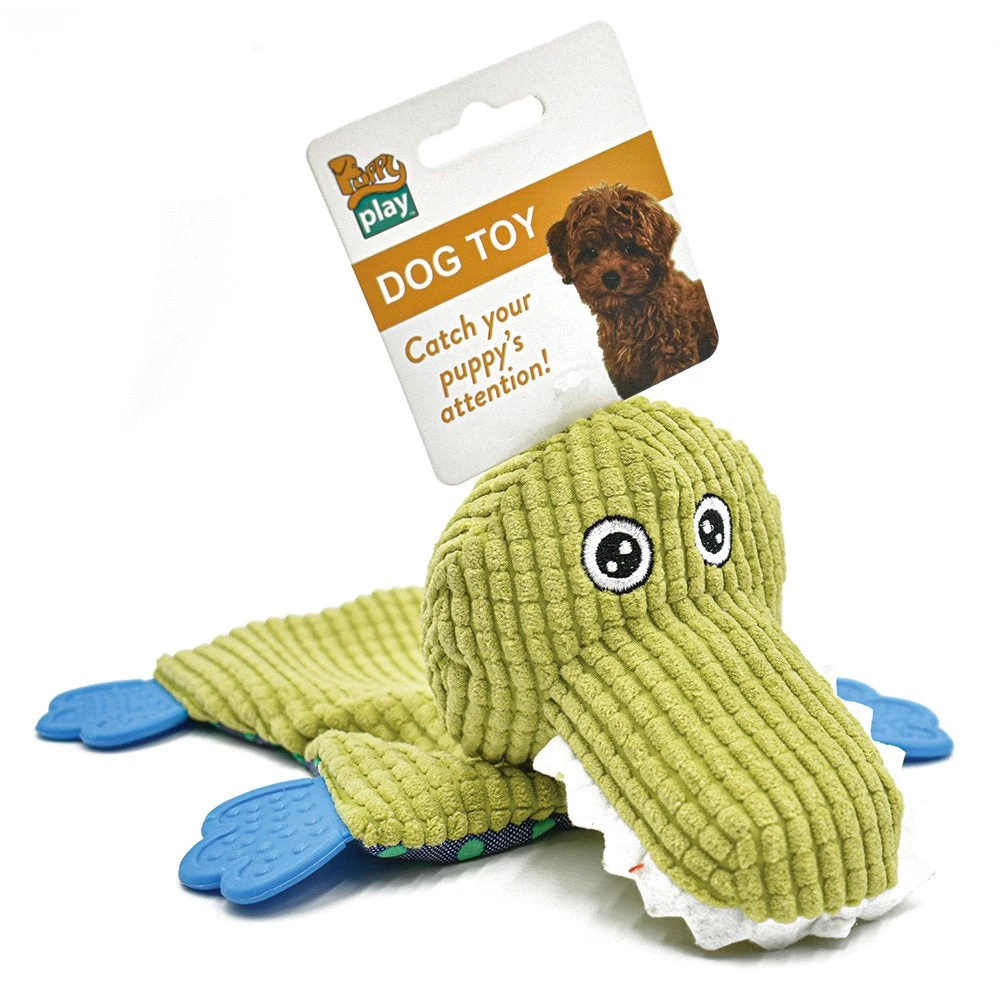 PuppyPlay Crinkle Teether Puppy & Small Dog Toy - Crocodile 1 PuppyPlay Crinkle Teether Puppy & Small Dog Toy - Crocodile