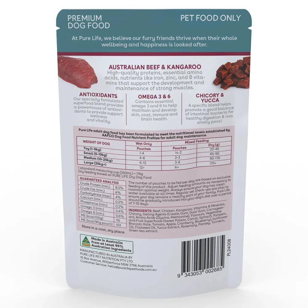 Pure Life Australian Beef & Kangaroo Paté Adult Wet Dog Food 90g X 12 4 Pure Life Australian Beef & Kangaroo Paté Adult Wet Dog Food 90g X 12 - Image 4