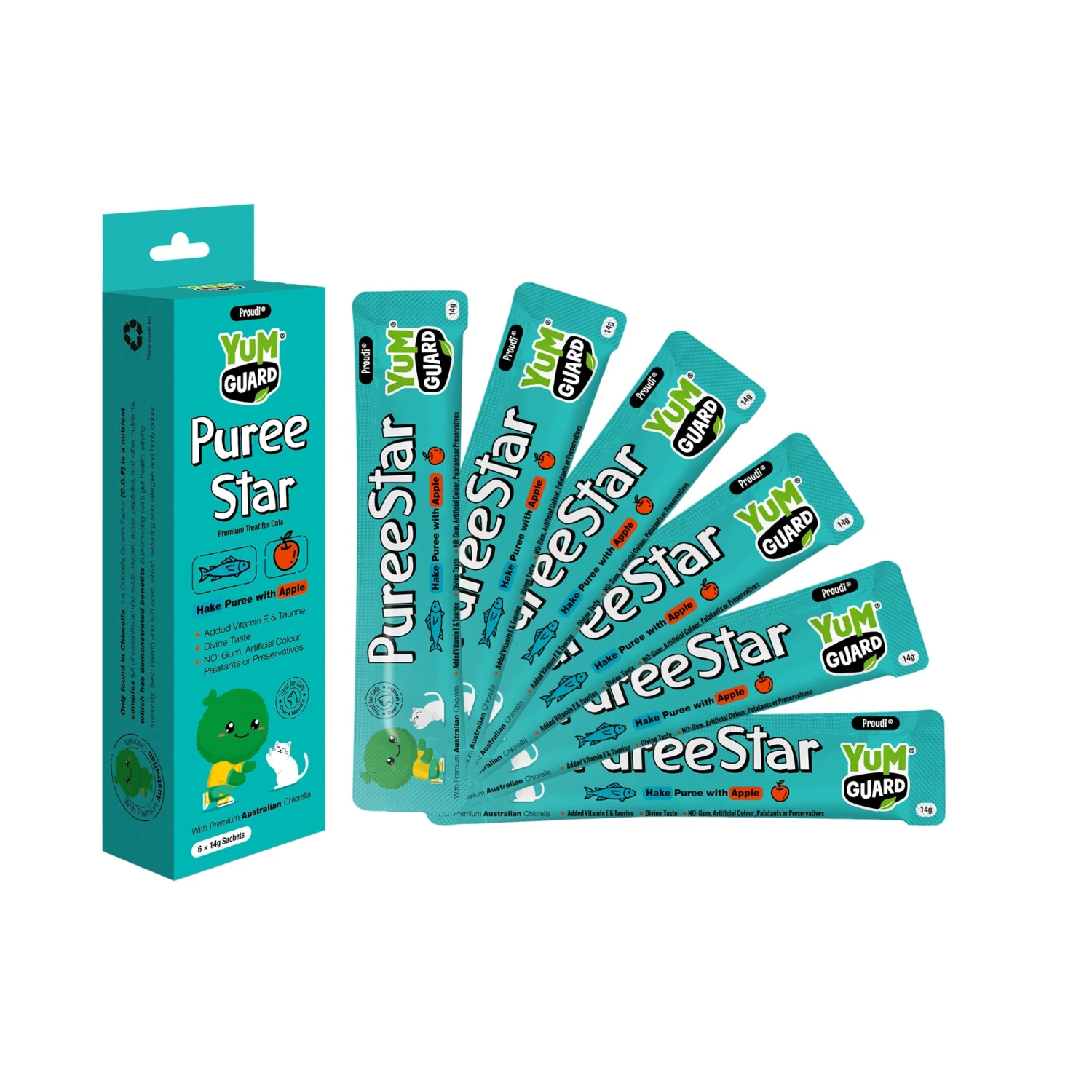 YumGuard Puree Star Hake With Apple Cat Treat 14g X 6 1 YumGuard Puree Star Hake With Apple Cat Treat 14g X 6