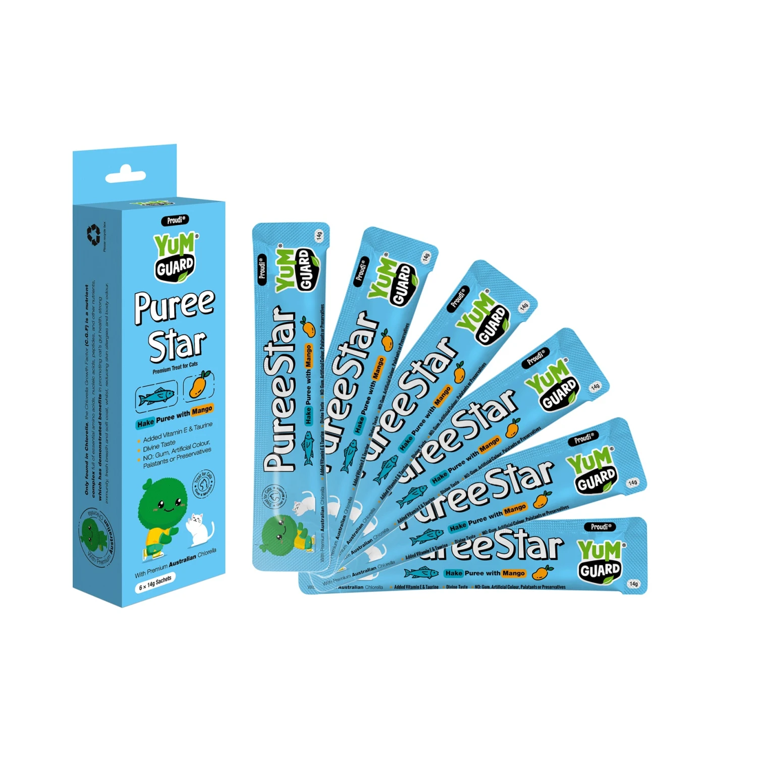 YumGuard Puree Star Hake With Mango Cat Treat 14g X 6 1 YumGuard Puree Star Hake With Mango Cat Treat 14g X 6