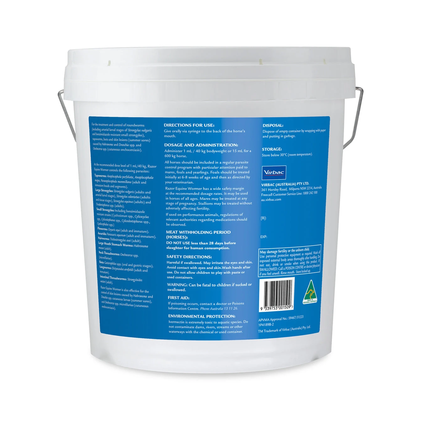 Virbac Equine RAZOR Wormer - Stud Bucket (50) 2 Virbac Equine RAZOR Wormer - Stud Bucket (50) - Image 2