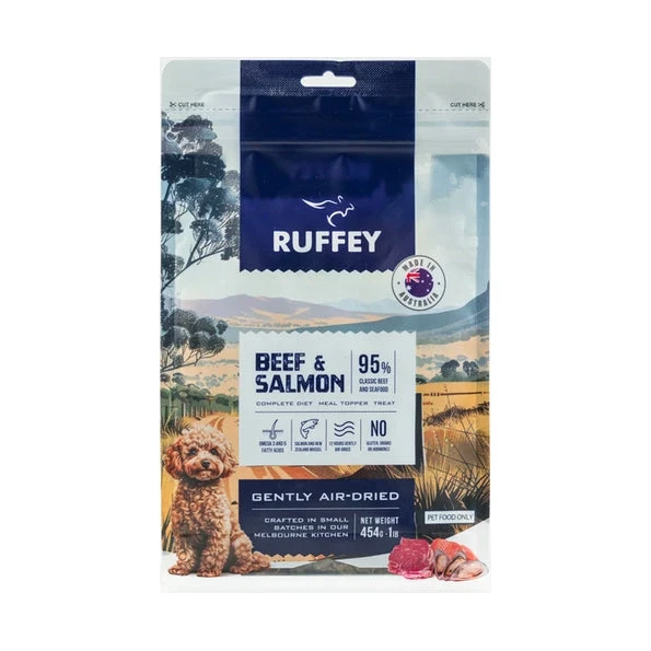 Ruffey Air-Dried Beef & Salmon Dog Food 454g 1 Ruffey Air-Dried Beef & Salmon Dog Food 454g