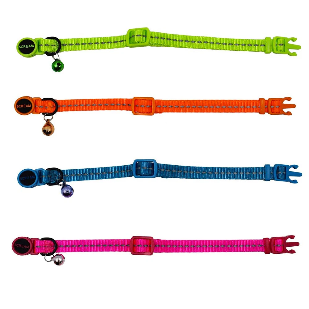 Scream Reflective Adjustable Nylon Cat Collar 1 Scream Reflective Adjustable Nylon Cat Collar