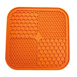 Scream Lick Enrichment Mat Non Skid Base - Square 18 Scream Lick Enrichment Mat Non Skid Base - Square -Vetn Pet Direct Store scream lick mat square orange
