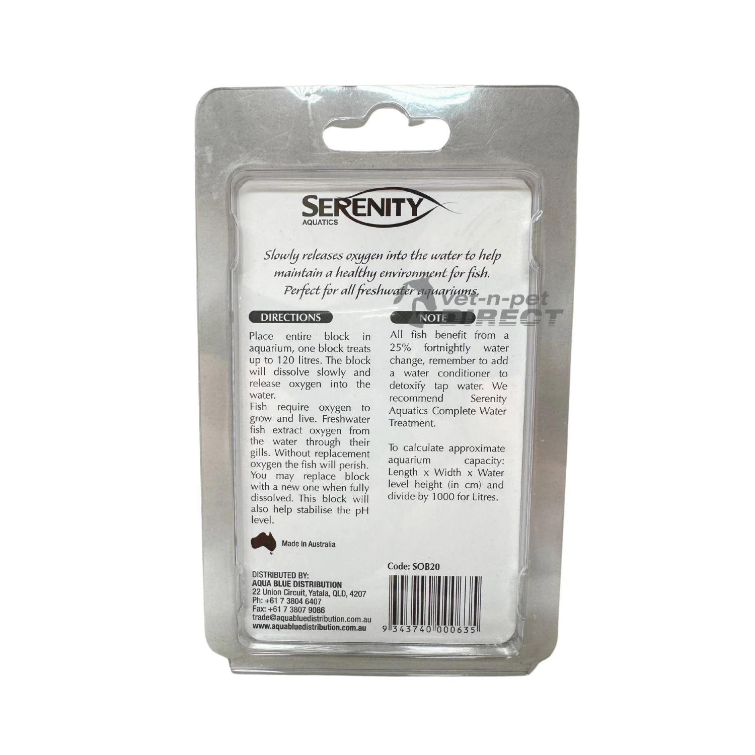 Serenity Aquatics Oxygen Block 20g 2 Serenity Aquatics Oxygen Block 20g - Image 2