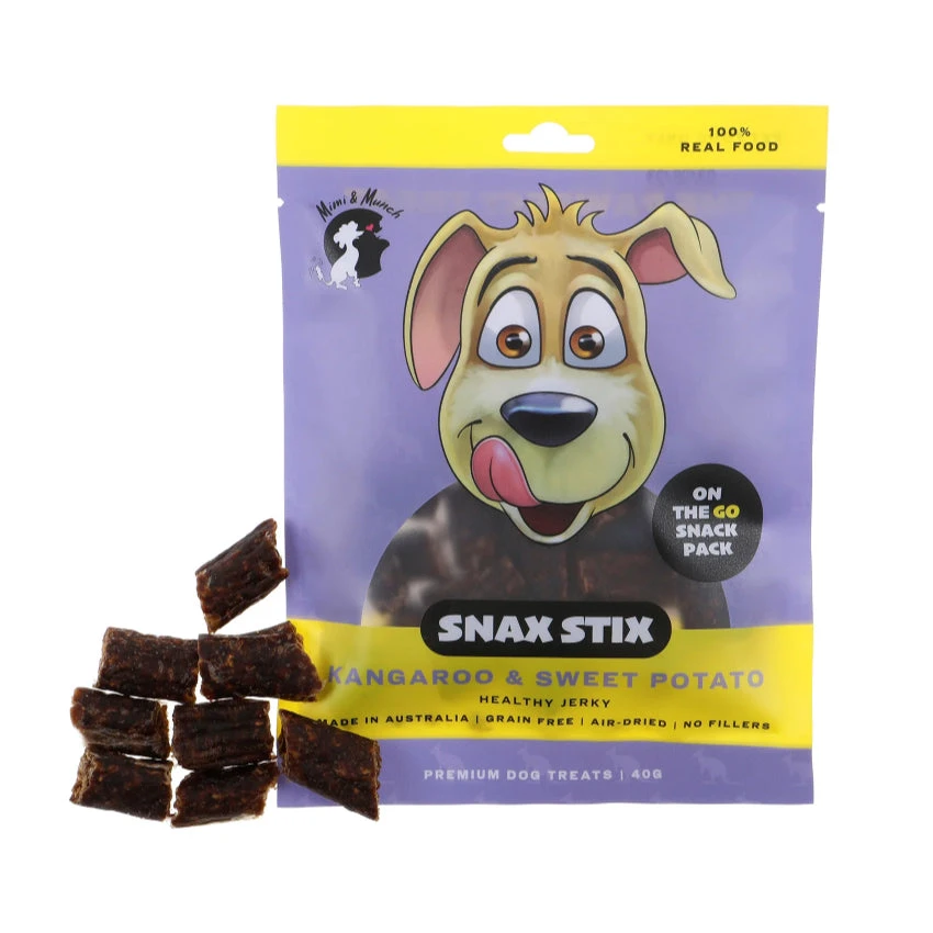 Mimi & Munch Kangaroo & Sweet Potato Snax Stix Jerky 40g 3 Mimi & Munch Kangaroo & Sweet Potato Snax Stix Jerky 40g - Image 3