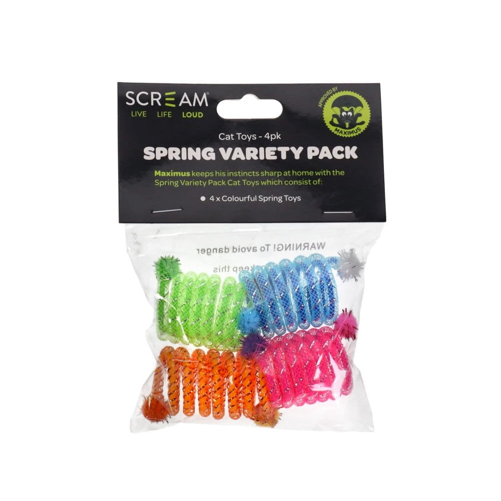 Scream Spring Variety Pack Cat Toys - 4 Pack 1 Scream Spring Variety Pack Cat Toys - 4 Pack
