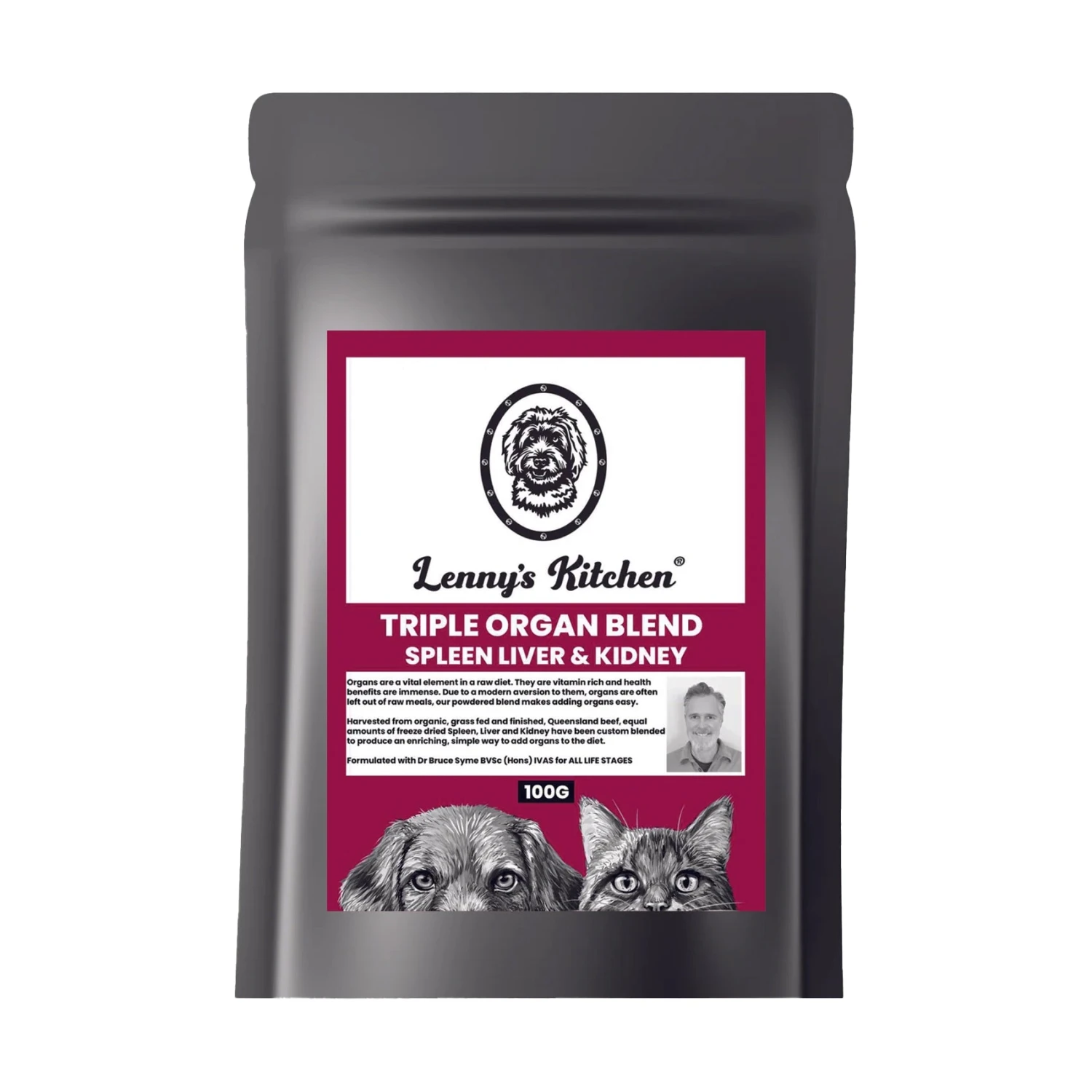 Lenny's Kitchen Triple Organ Blend Powder - Spleen, Liver, Kidney 1 Lenny's Kitchen Triple Organ Blend Powder - Spleen, Liver, Kidney