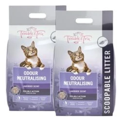 Trouble & Trix Lavender Clumping Clay Cat Litter 5 Trouble & Trix Lavender Clumping Clay Cat Litter -Vetn Pet Direct Store trouble trix lavender litter 15Lx2