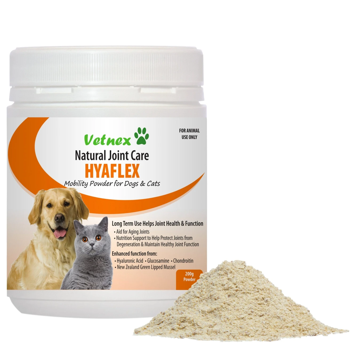 Vetnex Hyaflex Mobility Powder For Dogs & Cats 200g 1 Vetnex Hyaflex Mobility Powder For Dogs & Cats 200g